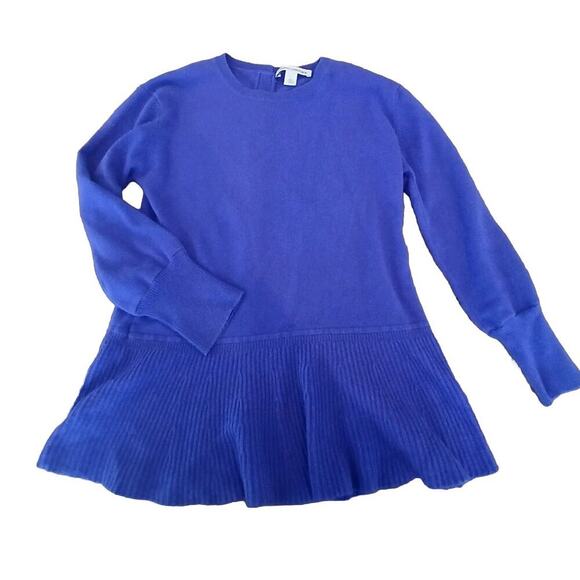 Autumn Cashmere Sweater Purple Cashmere LARGE Pullover button Back Peplum Detail - Picture 1 of 8